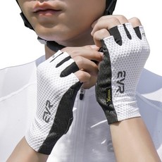EVR 自行車運動半指手套 左右手一組 LX005, 1套, 白色