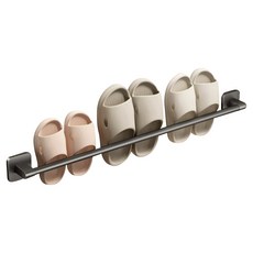 生活的配件無打孔黏貼式拖鞋架 70cm 3人用, 1個, 灰色空間