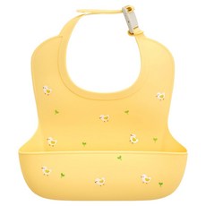 Firgi 嬰兒用防水扣環式矽膠副食品圍兜, 1個, 奶油黃, 1入