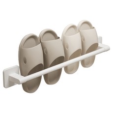 生活小物 免鑽孔黏貼式拖鞋架 50cm 2人用, 1個, 全白