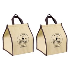 BAEGOT International 多用途魔鬼氈露營超市折疊購物車保溫保冷袋 2入, 米色, 60L