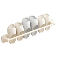 生活的配件無打孔黏貼式拖鞋架 70cm 3人用, 1個, 乳白色