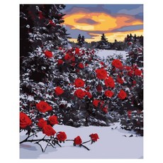 Taminayo 療癒風景油畫, 1個, 雪中的玫瑰