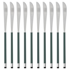 Bogen 雙色餐刀, 銀色 + 橄欖色, 10個