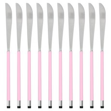 Bogen 雙色餐刀, 銀色 + 粉紅色, 10個