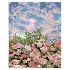 Taminayo 療癒風景油畫, 1個, 天空與小玫瑰