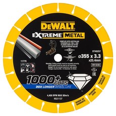 DEWALT 得偉 EXTREME METAL超強鑽石金屬鋸片 355 x 25.4 x 3.3mm DT40257 耐用切割, 1片