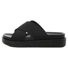 Gatsyu 男士交叉雙層底氣墊拖鞋, 黑色