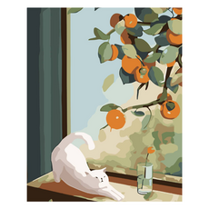 Taminayo 療癒風景油畫, 1個, 伸懶腰的貓