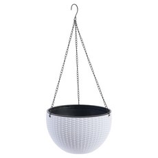 TRENY 自吸仿藤吊盆花盆 大號 白色 - 室內/室外 圓形 壁掛, 1個