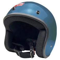 evo helmets 艾莉莎復古騎士安全帽 附冰絲面罩, 鴨母藍