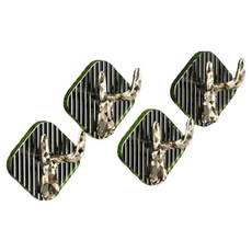 iSFun 免打孔無痕壁貼掛勾4件組 牆面收納好幫手 輕鬆安裝不留痕跡, 1組, 幾何長虹紋 綠金色