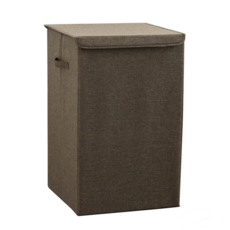 小麥購物 可折疊髒衣籃 L217, 大容量附蓋髒衣收納籃 (40 x 40 x 63cm), 咖啡色, 大(40 x 40 x 63cm)