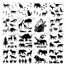 세컨드베스트 자연 페인팅 스텐실 도안 동물, 16개
