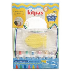kitpas 環保無毒浴室水洗蠟筆 + 收納網組 日本製, 6色, 1組