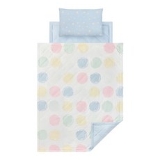 Combi 康貝 Ag+PRO銀離子抗菌睡墊 蠟筆點點 星星藍, 午睡枕 40 x 27 x 6cm + 四季被120 x 150cm + 睡墊 70 x 120cm