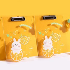 머니풀 일러스트 투명 클립보드 A4 30.6 x 22.5 cm, 오렌지, 2개 오렌지, 2개