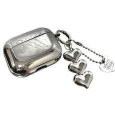 Steadial 愛心 TPU 鏡面 AirPods 保護殼, AirPods 3代 新款, 1個, 愛心吊飾