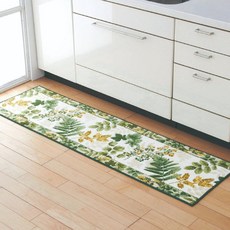 FAmILyLIFE 生活南海圖案長型廚房地墊 日本製 防滑耐磨易清潔, 1個, 綠色