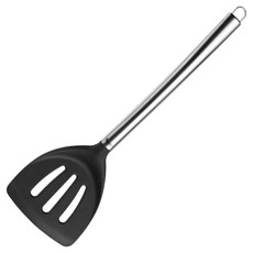 GP&me Acciai 鋼柄不沾濾油鍋鏟 34cm 黑色 不沾鍋專用 矽膠材質, 1支