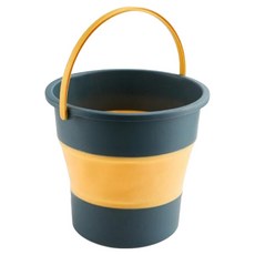 葉子小舖 可提式多用途摺疊水桶 10L 黃藍色 清潔水桶, 1個