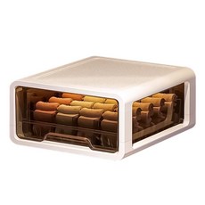 小麥購物 家用抽屉分格襪子收納盒 L200 1層, 茶色, 1個