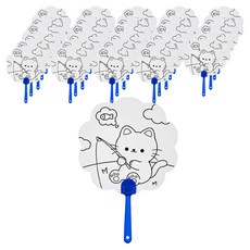 Ilsangsokbanzzak DIY 貓咪底圖圖案夏日扇子手作, 30個, 隨機出貨