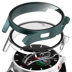 GOOSPERY 智慧手錶全覆蓋鋼化玻璃硬殼2件組, 綠色+透明, 1套