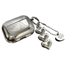 Steadier 愛心 TPU 鏡面 AirPods 保護殼 AirPods Pro 2, 單一商品, 1個, 愛心吊飾