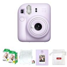 FUJIFILM 富士 instax 即時相機 紫丁香紫 + 迷你底片 40p + 透明保護殼 + 馬卡龍2層相簿 隨機出貨 + Logo收納包 隨機出貨 組合 instax mini 12, 1套