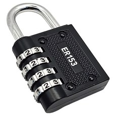 ER153 4단 다이얼 자물쇠 번호열쇠키 블랙 ER153KB, 1개