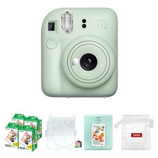 FUJIFILM 富士 instax 拍立得相機 薄荷綠 + 迷你底片 80張 + 透明保護殼 + 馬卡龍2層相簿 + Logo收納包 套組 instax mini 12, 1套