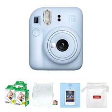 FUJIFILM 富士 instax 拍立得相機 粉藍色 + mini底片 60張 + 透明保護殼 + 馬卡龍雙層相簿 + Logo收納包 套組 instax mini 12, 1套