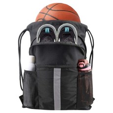 籃球 足球 收納 運動用 多用途 運動後揹包, 黑色, 1個