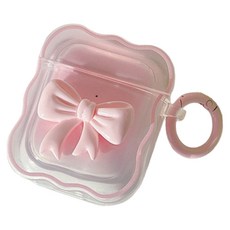 Steadial粉彩蝴蝶結透明AirPods保護殼 AirPods Pro2, 粉紅色