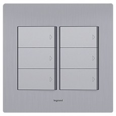 Legrand 羅格朗 Tabian Deco 鋁製6孔開關 Simple 銀色髮絲紋, 1個