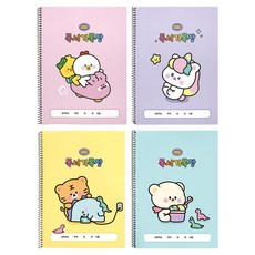 pinkfoot 小動物朋友們閱讀紀錄本 4種組, 紫色、粉紅色、黃色、藍色, 1套