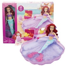 MATTEL 美泰兒 Disney 迪士尼公主 小美人魚 愛麗兒與貝殼水池組合, 1盒, 混和顏色