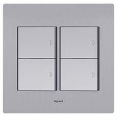 Legrand 羅格朗 Simple Tabian Deco 鋁製4孔開關 銀色髮絲紋, 1個