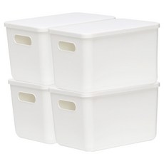 데일리블룸 펜트리 수납 리빙박스 손잡이형 1호, 화이트, 4개