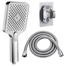 葉子小舖 方形大面板增壓蓮蓬頭組, 銀色, 1組