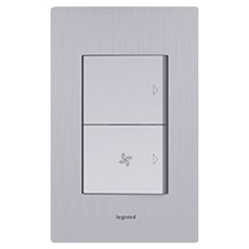 Legrand 羅格朗 Tavien Deco 鋁製雙開關 FAN Simple 銀色髮絲紋, 1個