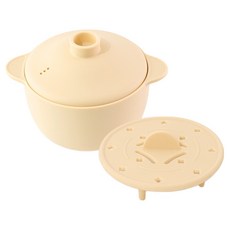 Sisem 鉑金矽膠多功能蒸鍋 可微波爐使用, 1個, 黃色 + 米色