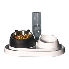 寵物傾斜餐碗餵食器組, 1組, 黑色