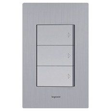 Legrand 羅格朗 Tavien Deco 鋁製 Simple 銀色髮絲紋 3開關, 1個