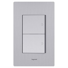 Legrand 羅格朗 TAVILLON DECO 鋁製 Simple 銀色髮絲紋 2孔開關, 1個