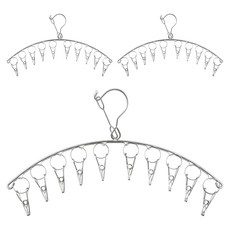 iRoom 優倍適 防風款加粗弧型曬衣架夾 10夾 3個, 不銹鋼色