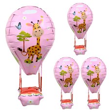 파티클럽 열기구 호일 풍선, 기린 핑크, 4개