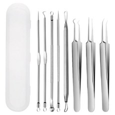 小麥購物 高精密不鏽鋼粉刺夾8件組 L339, 1個, 銀色