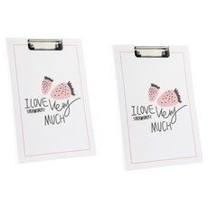 Moneypool 草莓石榴掀蓋式A4文件板, 2個, 線條草莓